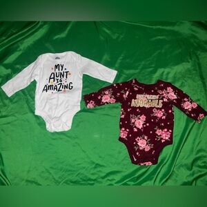 Garanimals/ Old Navy White and Burgundy Kids Bodysuits 3-6 Months